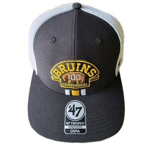 Boston Bruins‎ Centennial 47 Brand NHL Hockey Trophy Stretch Fit Hat Cap OSFA